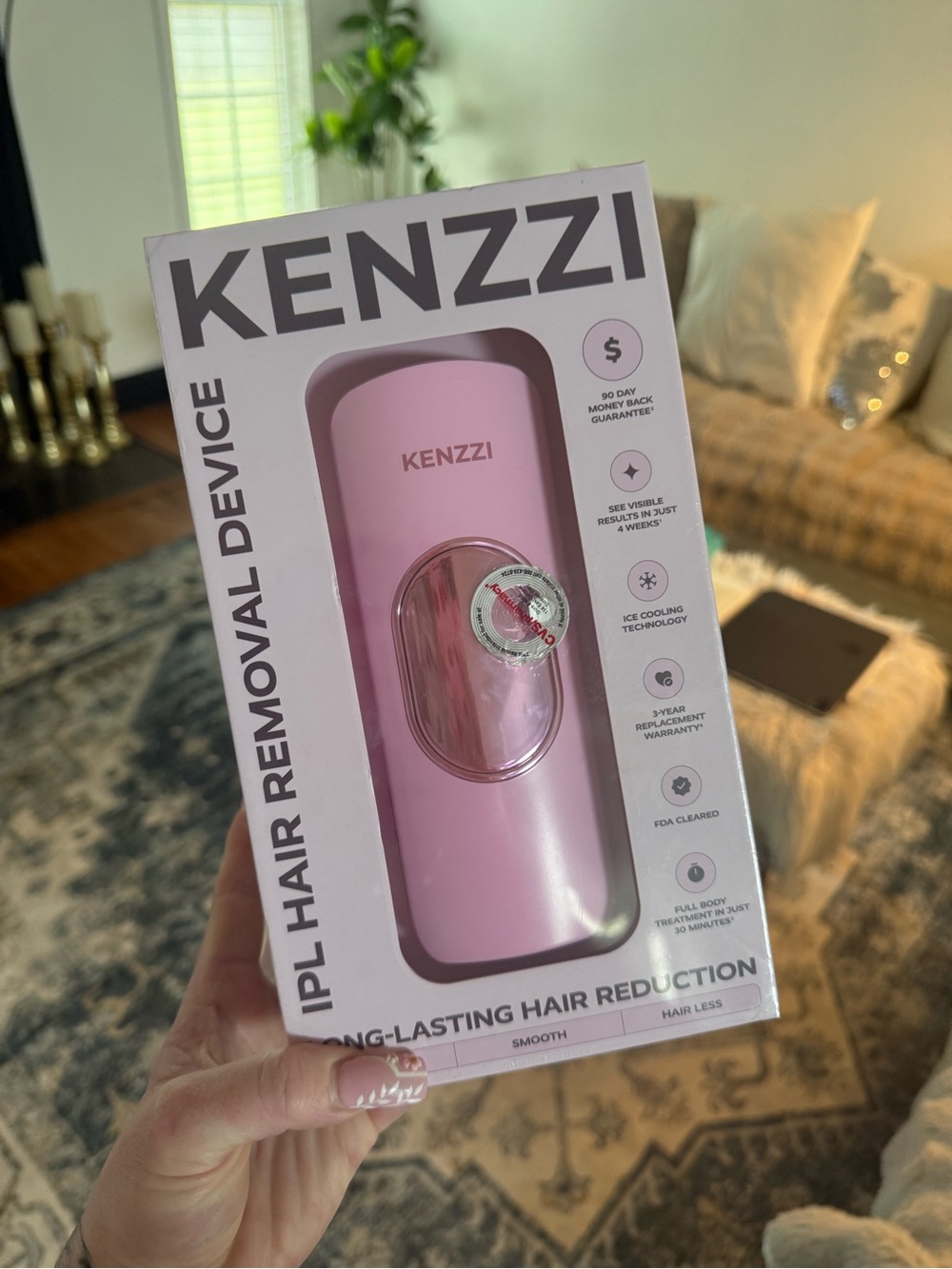 KENZZI Pink IPL Hair Removal Device — At-Home Women's Hair Reduction